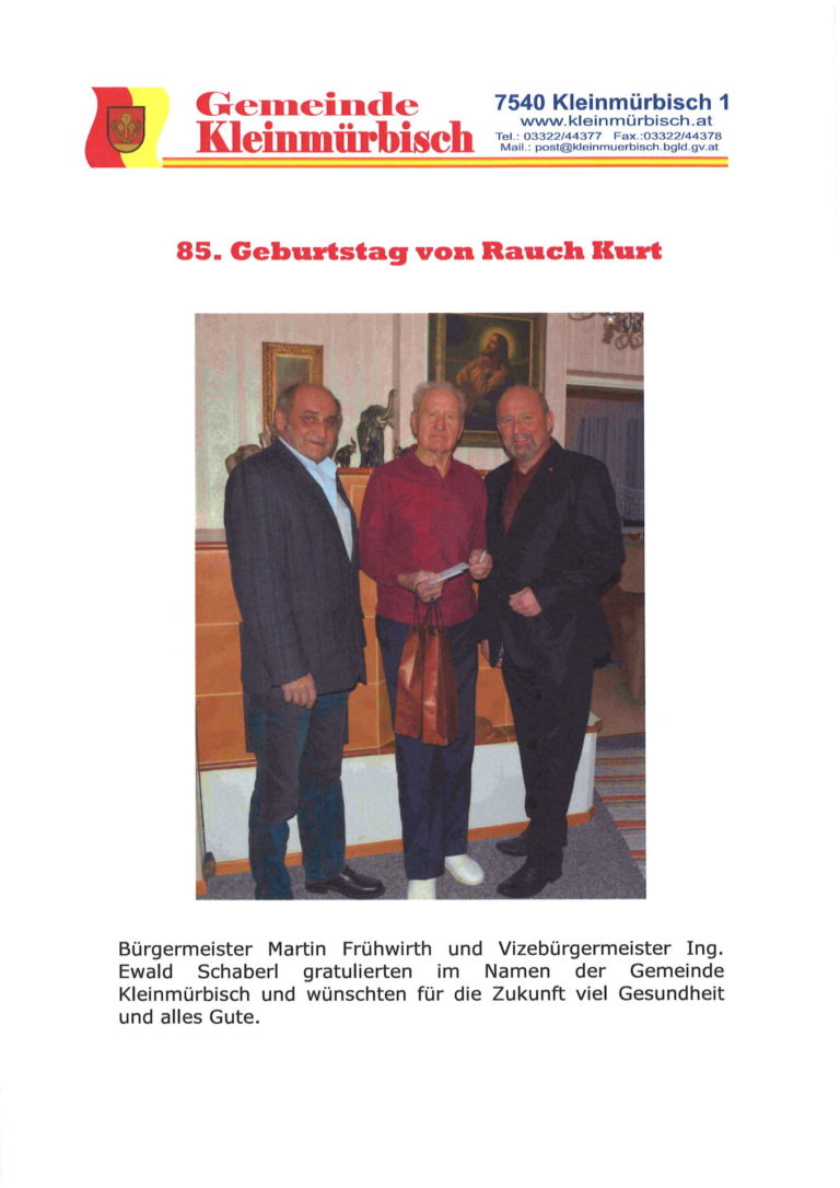 Kurt Rauch Gratulation – Rauch Kurt – Kleinmürbisch