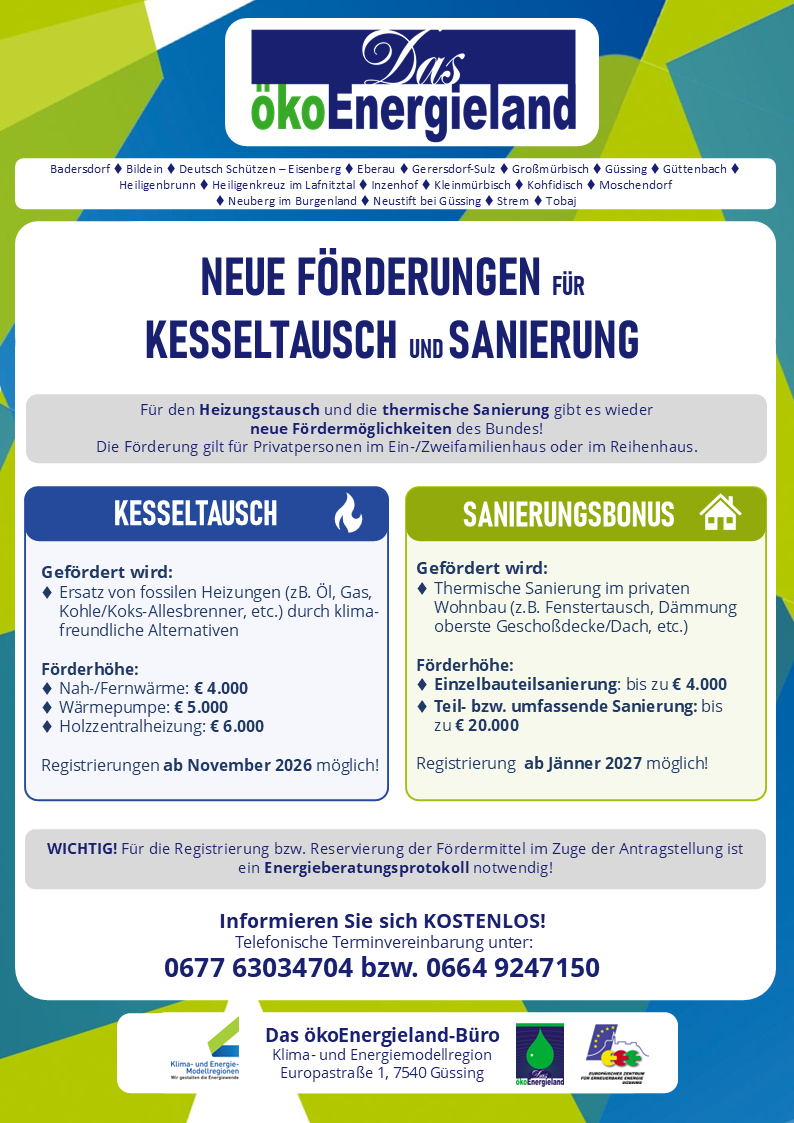 Mehr über den Artikel erfahren Neue Förderungen für Kesseltausch und Sanierung